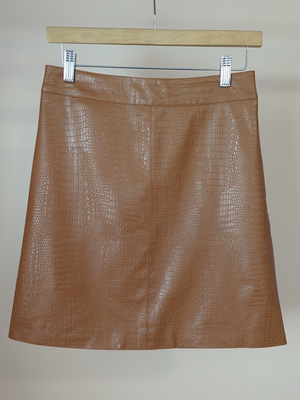 Chicwish Tan Croc-Embossed A-Line Skirt